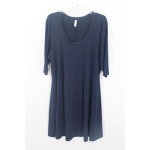 24SEVEN NAVY BLUE JERSEY DRESS SCOOP NECK 3/4 SLEEVES PLUS SIZE 3X